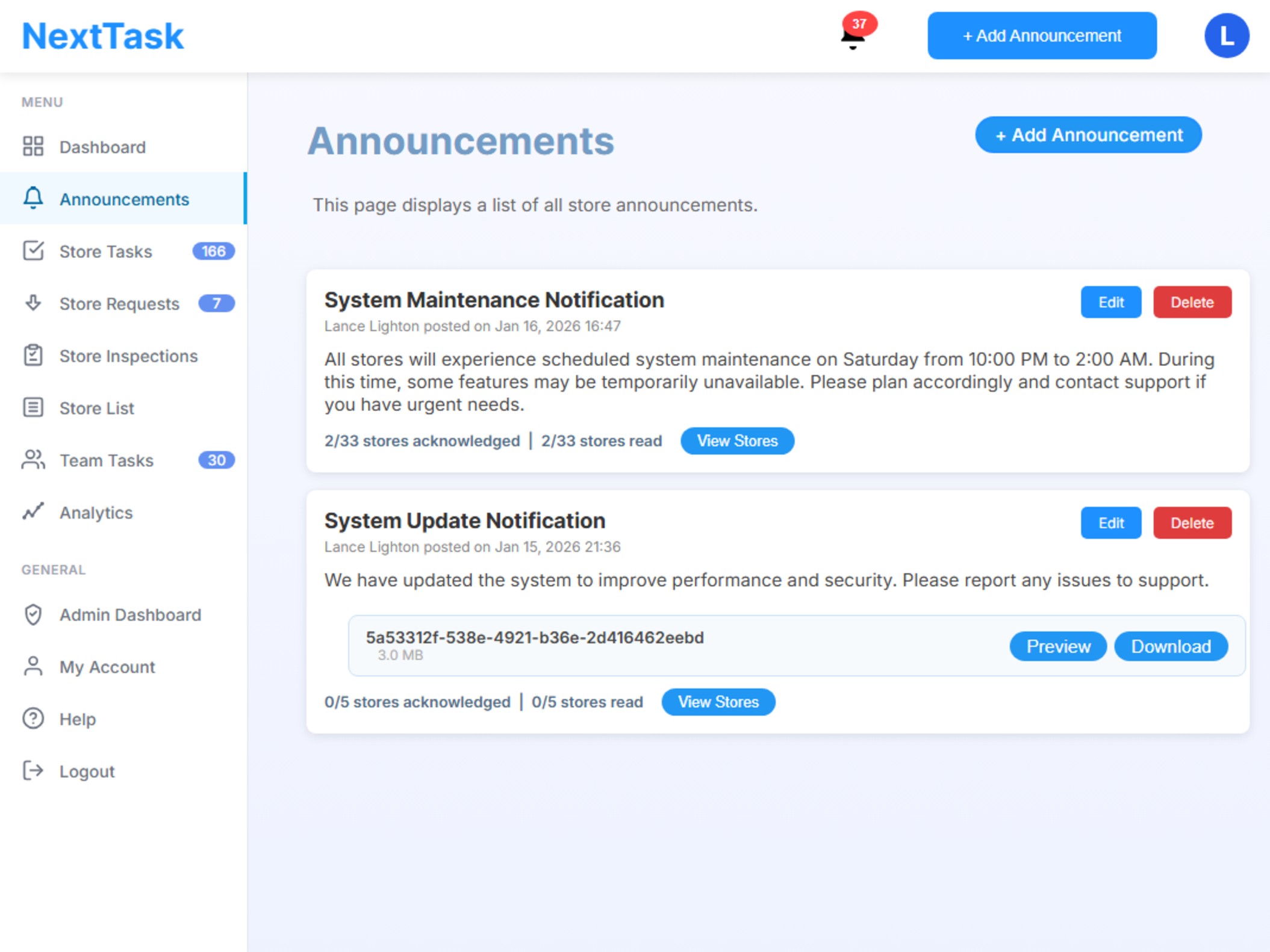 Checklists Dashboard